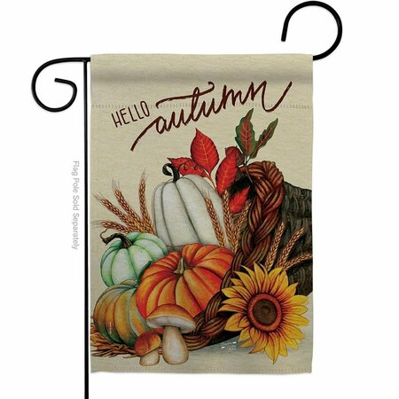 PATIO TRASERO 13 x 18.5 in. Falltime Harvest Autumn Hello Cornucopia Garden Flag PA4096430